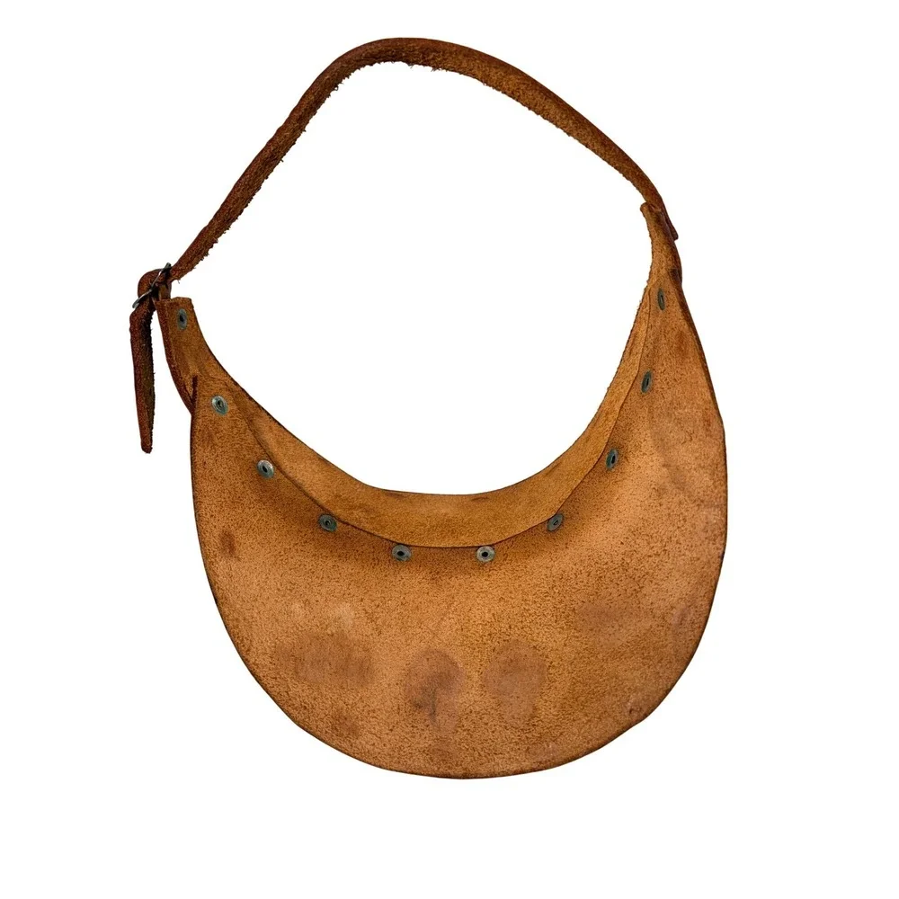 Vintage Hand Tooled Leather Mushroom 70s Visor Boho Hippie Mexico Adjustable Hat
